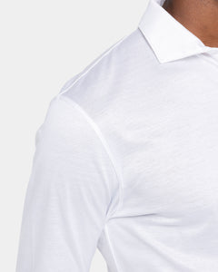 White Long Sleeve Half Zip Polo 100% Egyptian Cotton | Filatori