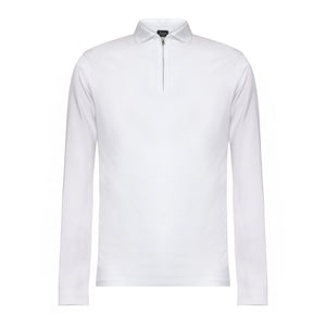 White Long Sleeve Half Zip Polo 100% Egyptian Cotton | Filatori