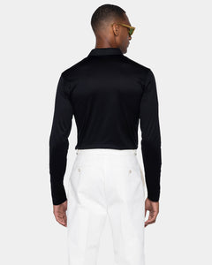 Black Long Sleeve Half Zip Polo 100% Egyptian Cotton | Filatori