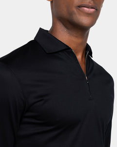 Black Long Sleeve Half Zip Polo 100% Egyptian Cotton | Filatori