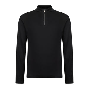 Black Long Sleeve Half Zip Polo 100% Egyptian Cotton | Filatori