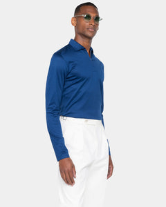 Blue Marine Long Sleeve Half Zip Polo 100% Egyptian Cotton | Filatori