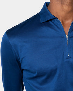 Blue Marine Long Sleeve Half Zip Polo 100% Egyptian Cotton | Filatori