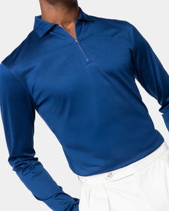 Blue Marine Long Sleeve Half Zip Polo 100% Egyptian Cotton | Filatori