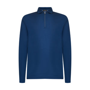 Blue Marine Long Sleeve Half Zip Polo 100% Egyptian Cotton | Filatori