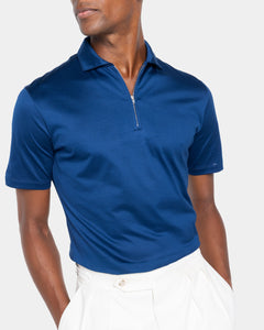 Blue Marine Short Sleeve Half Zip Polo 100% Egyptian Cotton | Filatori