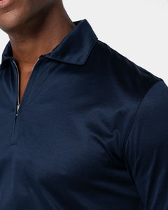 Blue Short Sleeve Half Zip Polo 100% Egyptian Cotton | Filatori