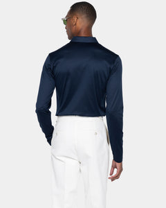 Blue Long Sleeve Half Zip Polo 100% Egyptian Cotton | Filatori