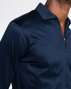 Blue Long Sleeve Half Zip Polo 100% Egyptian Cotton | Filatori