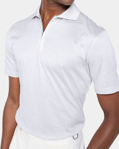 Polo mezza zip manica corta tinta unita Grigio perla 100% Cotone egiziano | Filatori