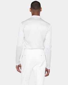 Pearl Grey Long Sleeve Half Zip Polo 100% Egyptian Cotton | Filatori