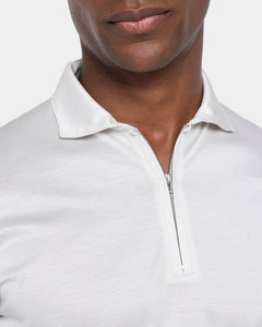 Pearl Grey Long Sleeve Half Zip Polo 100% Egyptian Cotton | Filatori