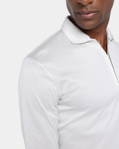 Pearl Grey Long Sleeve Half Zip Polo 100% Egyptian Cotton | Filatori