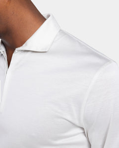 Pearl Grey Long Sleeve Half Zip Polo 100% Egyptian Cotton | Filatori