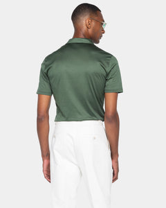 Military Green Short Sleeve Half Zip Polo 100% Egyptian Cotton | Filatori