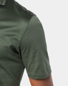 Polo mezza zip manica corta tinta unita Verde Militare 100% Cotone egiziano | Filatori
