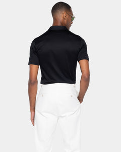 Black Short Sleeve Half Zip Polo 100% Egyptian Cotton | Filatori