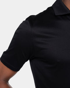 Black Short Sleeve Half Zip Polo 100% Egyptian Cotton | Filatori