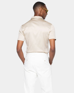 Sand Short Sleeve Half Zip Polo 100% Egyptian Cotton | Filatori