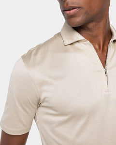 Sand Short Sleeve Half Zip Polo 100% Egyptian Cotton | Filatori