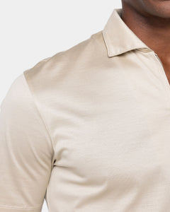 Sand Short Sleeve Half Zip Polo 100% Egyptian Cotton | Filatori
