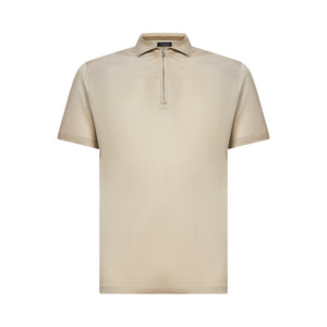 Sand Short Sleeve Half Zip Polo 100% Egyptian Cotton | Filatori