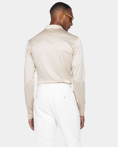 Sand Long Sleeve Half Zip Polo 100% Egyptian Cotton | Filatori