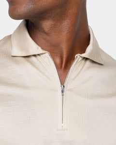 Sand Long Sleeve Half Zip Polo 100% Egyptian Cotton | Filatori