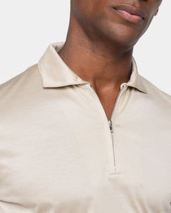 Sand Long Sleeve Half Zip Polo 100% Egyptian Cotton | Filatori