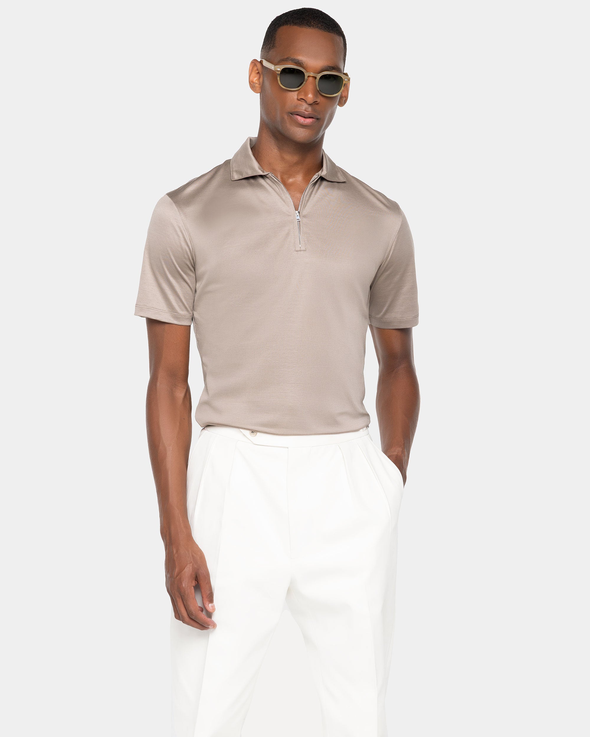 Polo mezza zip manica corta tinta unita Talpa 100% Cotone egiziano | Filatori