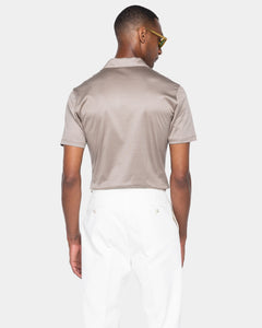 Taupe Short Sleeve Half Zip Polo 100% Egyptian Cotton | Filatori