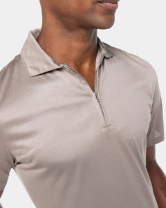 Taupe Short Sleeve Half Zip Polo 100% Egyptian Cotton | Filatori