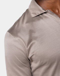 Taupe Short Sleeve Half Zip Polo 100% Egyptian Cotton | Filatori