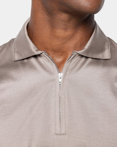 Taupe Short Sleeve Half Zip Polo 100% Egyptian Cotton | Filatori