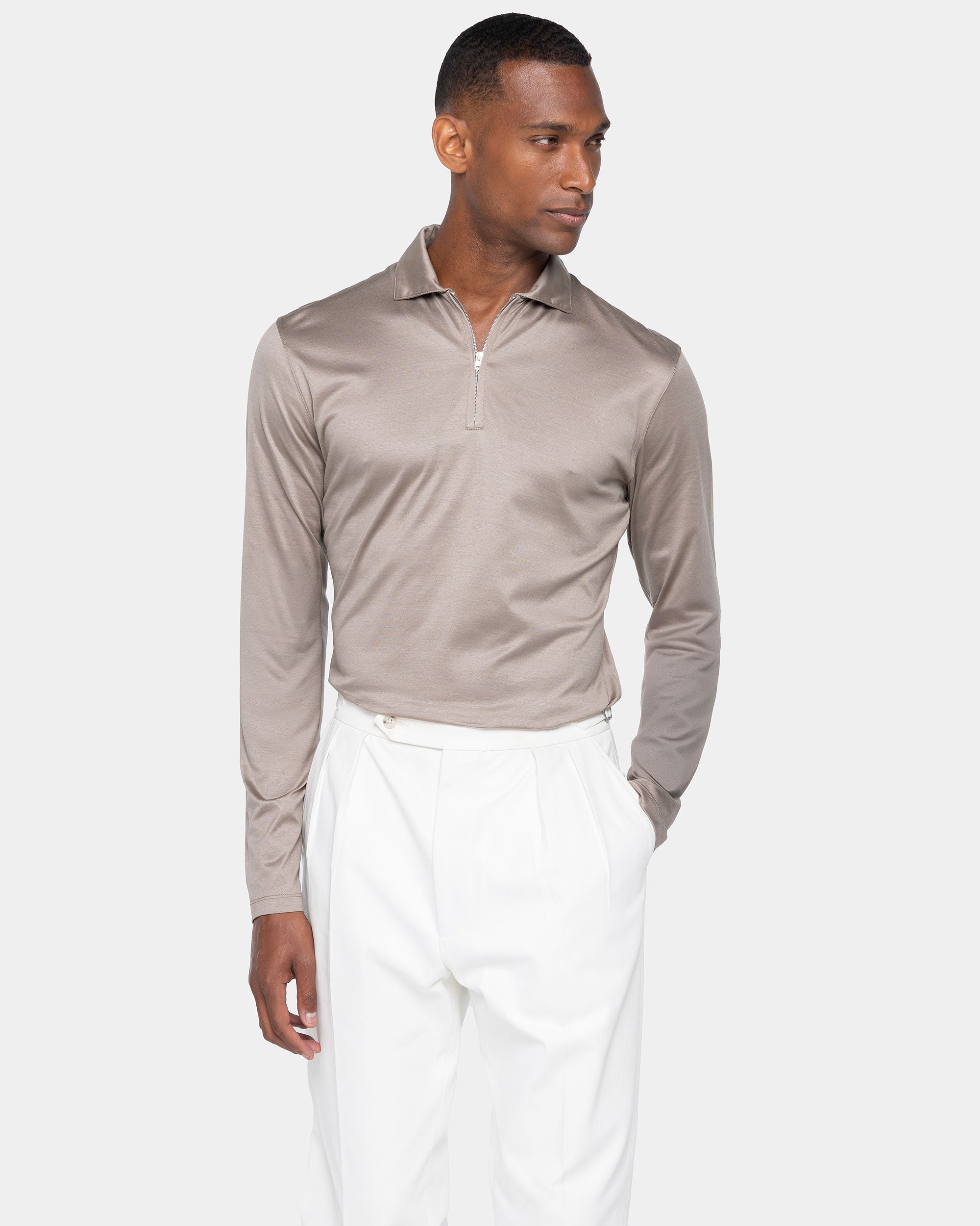 Polo mezza zip manica lunga tinta unita Talpa 100% Cotone egiziano | Filatori
