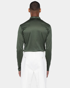 Military Green Long Sleeve Half Zip Polo 100% Egyptian Cotton | Filatori