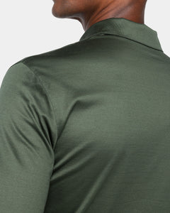 Military Green Long Sleeve Half Zip Polo 100% Egyptian Cotton | Filatori