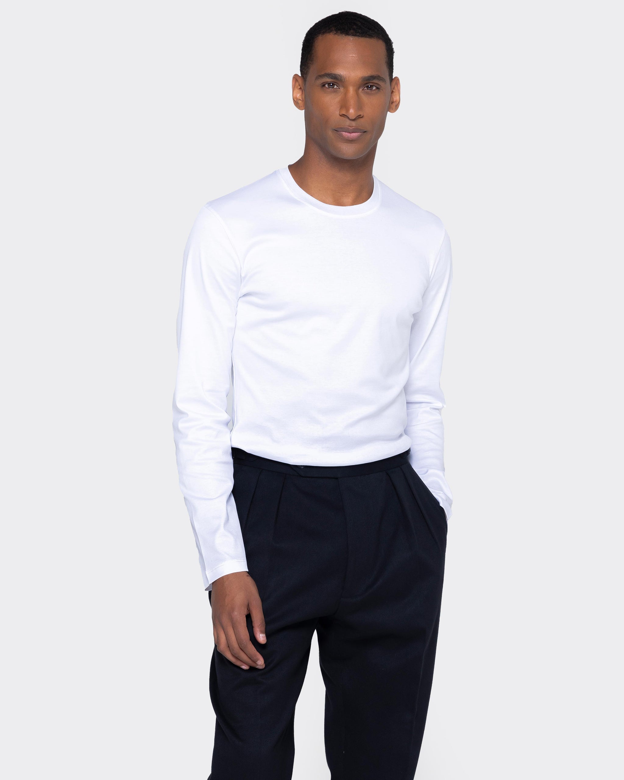 White Long Sleeve T-Shirt 100% Ultra-fine Supima Cotton | Filatori 