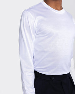 White Long Sleeve T-Shirt 100% Egyptian Cotton | Filatori 