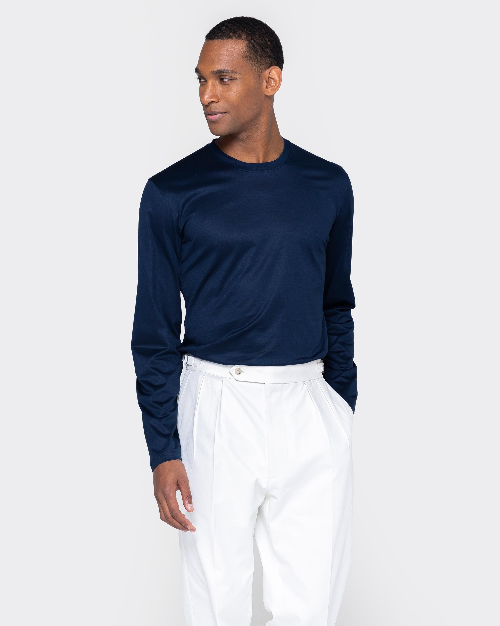 Blue Long Sleeve T-Shirt 100% Egyptian Cotton | Filatori 