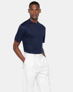 T shirt manica corta tinta unita Blu 100% Masters of Linen | Filatori