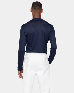 Blue Long Sleeve T-Shirt 100% Masters of Linen | Filatori 