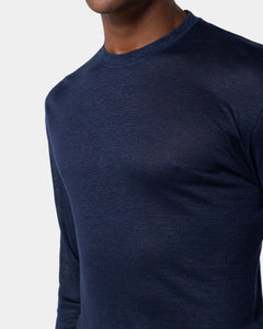 Blue Long Sleeve T-Shirt 100% Masters of Linen | Filatori 