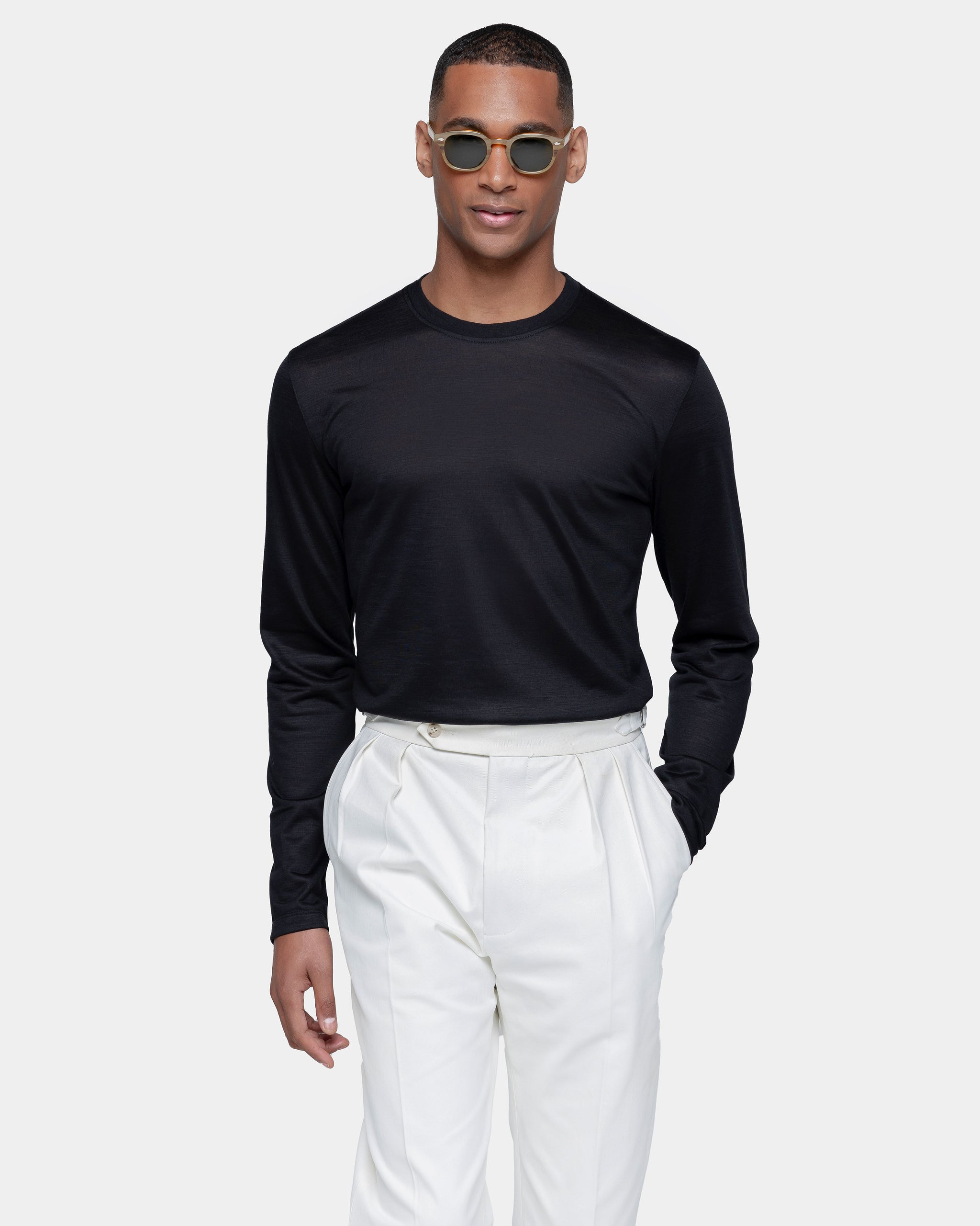 Black Tech Long Sleeve T-Shirt Wool | Filatori 