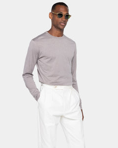 Sand Melange Soft Long Sleeved T-Shirt Silk Cotton | Filatori 