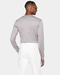 Sand Melange Soft Long Sleeved T-Shirt Silk Cotton | Filatori 