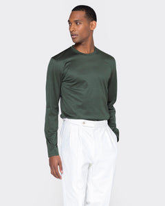 Military green Long Sleeve T-Shirt 100% Egyptian Cotton | Filatori 