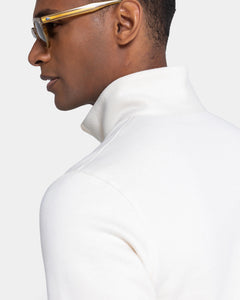 Natural White Half zip sweatshirt in Cotton Cashmere | Filatori