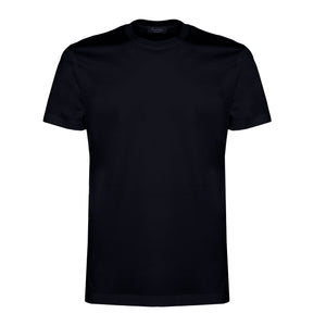 t shirt uomo tinta unita nera manica corta classica con stile sartoriale in tessuto lucido 100% cotone pregiato su misura brand filatori